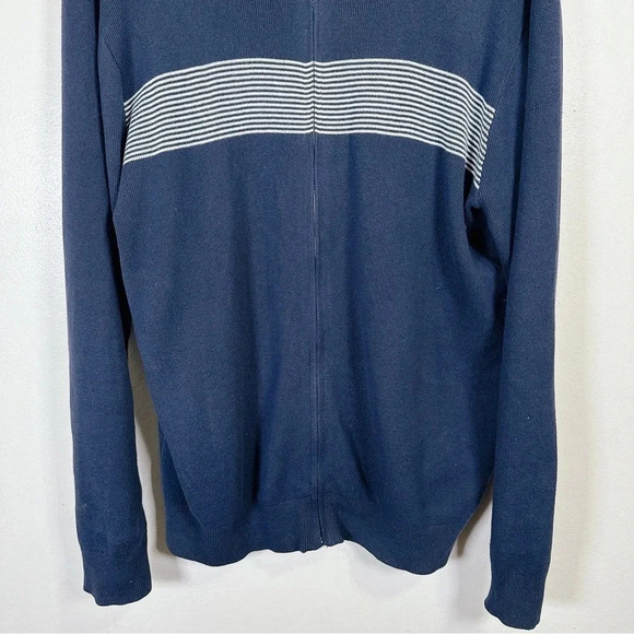 Banana Republic Navy Full Zip Horizontal Stripe Sweater Cardigan - Picture 3 of 14